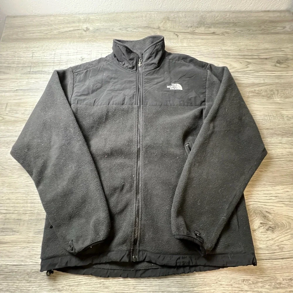The North Face Fleece Jacket Mens Medium Black Full Zip Denali Style Mock Neck